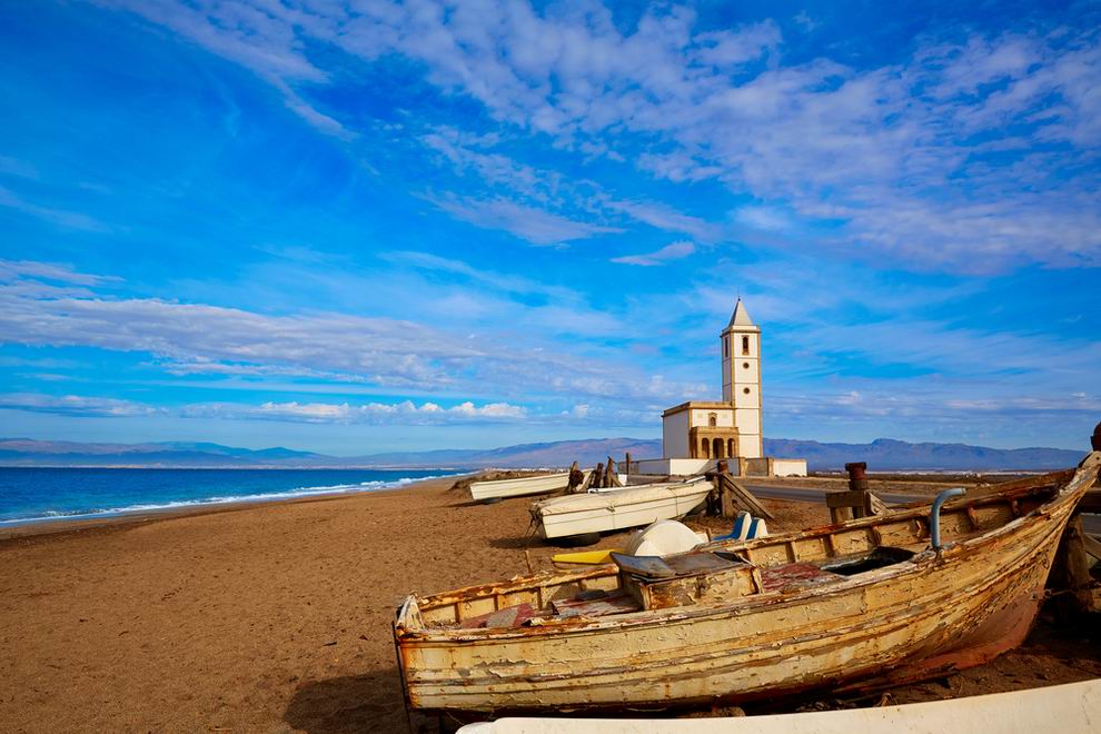 Cabo de Gata in San Miguel Beach Salinas church